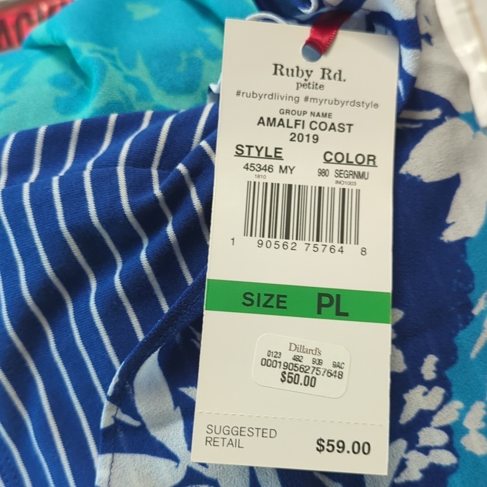 Ruby Rd Blue Floral Butterfly Woven Top NWT MSRP $59 - Picture 5 of 5